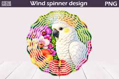 White Cockatoo Wind Spinner | Tropical Floral Art Product Image 1