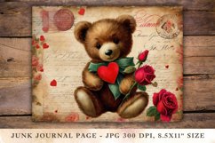 Valentine Junk Journal Pages - teddy bear Product Image 1
