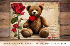 Valentine Junk Journal Pages - teddy bear Product Image 1