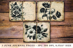 Junk Journal Pages - black roses Product Image 1