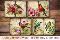 Junk Journal Pages - floral bird Product Image 1