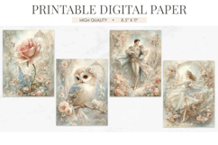 Fairytale Prince Princess Digital Paper Owl Rose JPGs Product Image 1