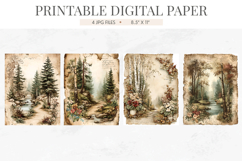 Vintage Woodland Forest Junk Journal Paper Product Image 2