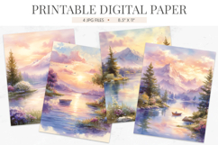 Mountain Lake Sunset Junk Journal Papers Product Image 1