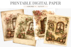 Floral Window Junk Journal Digital Paper Product Image 1