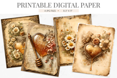 Vintage Honey Heart Junk Journal Paper Pack Product Image 1
