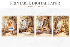 Cozy Cottage Vintage Digital Paper Product Image 2