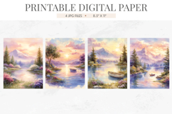 Mountain Lake Sunset Junk Journal Papers Product Image 2