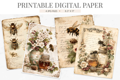 Vintage Bee Honey Junk Journal Paper Pack Product Image 1