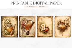Vintage Honey Heart Junk Journal Paper Pack Product Image 2