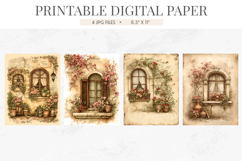 Floral Window Junk Journal Digital Paper Product Image 2