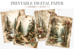 Vintage Woodland Forest Junk Journal Paper Product Image 1