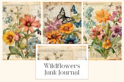 3 Wildflowers Floral Vintage Junk Journal Page Product Image 1