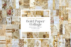 Gold Paper Collage Junk Journal Pages Bundle Product Image 1