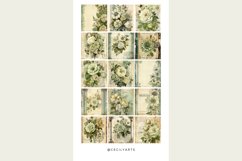 48 Sage Green and Ivory Flowers Vintage Gothic Junk Journal Product Image 3