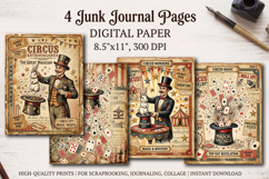 Circus junk journal pages, scrapbooking digital papers Product Image 1