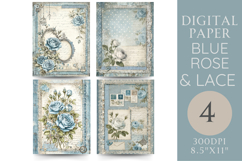Blue Rose Junk Journal Kit Printable Floral Pages Product Image 1