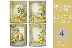 Lemon Lace Journal Pages Cupcakes, Citrus &amp; Vintage Style Product Image 1