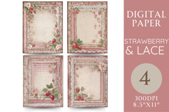 Strawberry Lace Journal Pages Berry Vines, Gingham &amp; Floral Product Image 1
