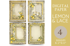 Lemon Lace Journal Pages Vintage Citrus Printable Paper Product Image 1