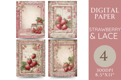 Strawberry Lace Journal Pages Vintage Berries &amp; Gingham Product Image 1