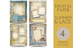 Summer Lace Journal Pages Photos, Gingham &amp; Vintage Notes Product Image 1