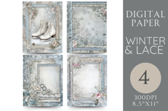 Winter Lace Journal Pages Ice Skates, Snow &amp; Florals Product Image 1