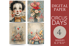 Circus Junk Journal Pages Clown, Tent &amp; Tickets Product Image 1