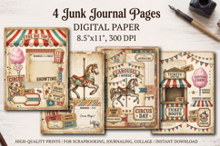 Circus junk journal pages, scrapbooking digital papers Product Image 1