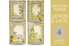 Lemon Lace Journal Pages Teacups, Gingham &amp; Vintage Citrus Product Image 1