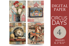 Circus Journal Pages Lion, Carousel &amp; Ticket Vase Product Image 1