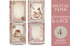Strawberry Lace Journal Pages Cakes, Cupcakes &amp; Vintage Pink Product Image 1