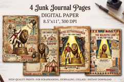 Circus junk journal pages, scrapbooking digital papers Product Image 1