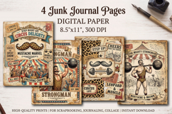 Circus junk journal pages, scrapbooking digital papers Product Image 1
