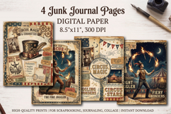 Circus junk journal pages, scrapbooking digital papers Product Image 1
