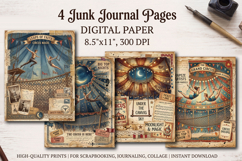 Circus junk journal pages, scrapbooking digital papers Product Image 1