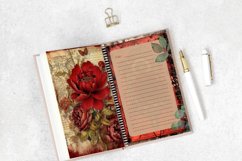 Deep Red and Rustic Bronze Floral Junk Journal Pages Product Image 2