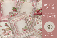 Strawberry &amp; Lace Junk Journal Paper 30 Digital Pages Product Image 1
