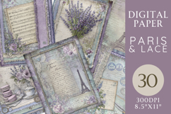 Paris Lace Digital Paper Set 30 Shabby Chic French Pages Product Image 1