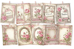 Pink Rose &amp; Lace Journal Paper 30 Vintage Pages Product Image 4
