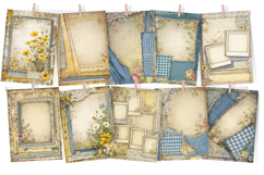 Summer Lace Junk Journal Pages - Yellow Floral Digital Set Product Image 2