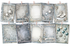 Winter Lace Junk Journal Kit - Snowflake &amp; Skates Paper Product Image 4