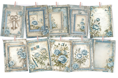 Blue Rose &amp; Lace Junk Journal Paper 30 Printable Pages Product Image 4