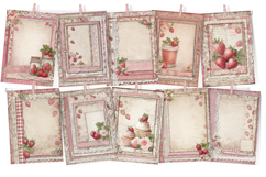 Strawberry &amp; Lace Junk Journal Paper 30 Digital Pages Product Image 2