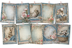 Lace &amp; Denim Junk Journal Kit 65 Vintage Floral Pages Product Image 2
