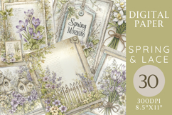 Spring &amp; Lace Kit - 30 Floral Junk Journal Printable Pages Product Image 1