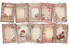 Strawberry &amp; Lace Junk Journal Paper 30 Digital Pages Product Image 3