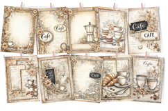 Coffee &amp; Lace Junk Journal Paper 30 Printable Pages Product Image 3