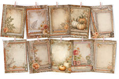 Autumn &amp; Lace Vintage Junk Journal Digital Paper Pack Product Image 3