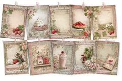 Strawberries &amp; Lace Digital Paper for Journals and Crafts Product Image 3